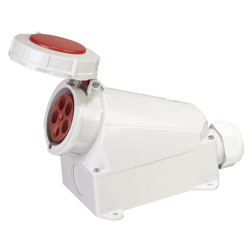 INDUSTRIAL WALL SOCKET TSW-125P5H6E53 125A 5 Poles 6h 380-440 Vac/dc