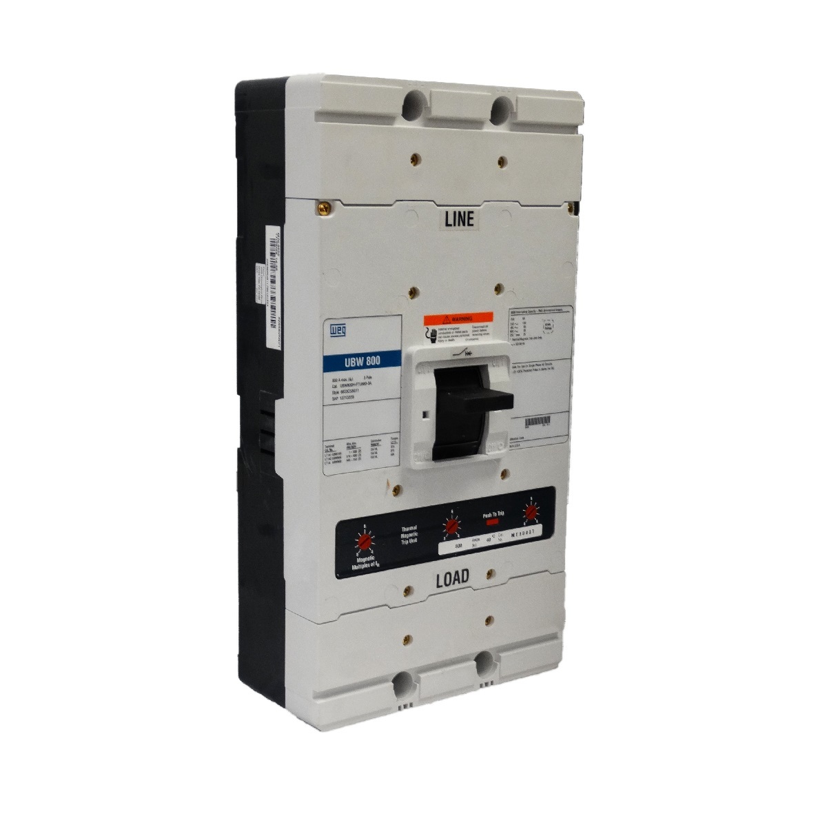 CIRCUIT BREAKER UBW800H-FTU800-3A | UBW Molded Case Circuit Breakers |  Molded Case Circuit Breakers | Circuit Breakers | Controls | WEG - Products