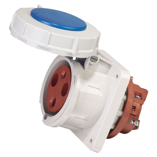 INDUSTRIAL PANEL SOCKET TEW-63P3H9E53 63A 3 Poles 9h 380-440 Vac/dc